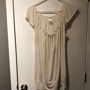 Cream scoop neck beaded long camisole